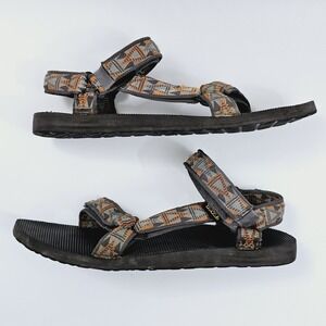 Teva Sandals Mens 13 Original Brown Nylon Webbing Hook and Loop Outdoor Shoes